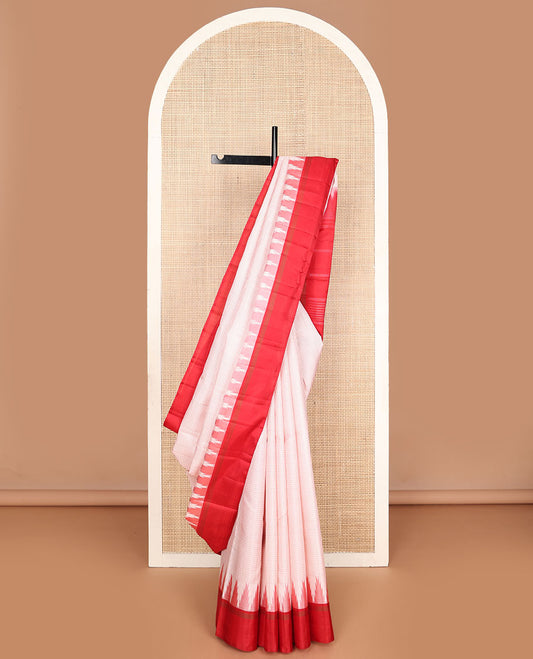 Pale pink striped Kanchipuram silk saree, contrast thazampoo rekku border & pallu of stripes & seppu rekku designs