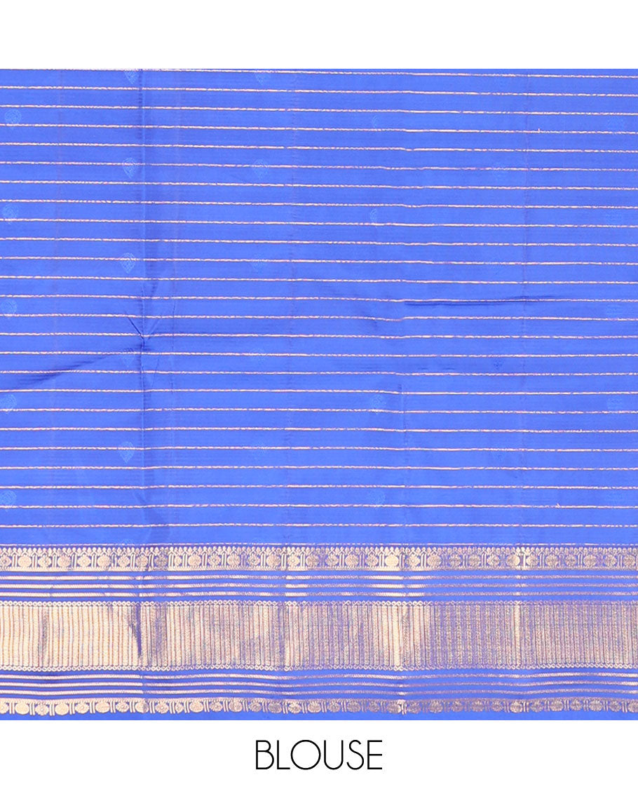 Blue zari designs silk saree, traditional zari border & drop motifs woven pallu