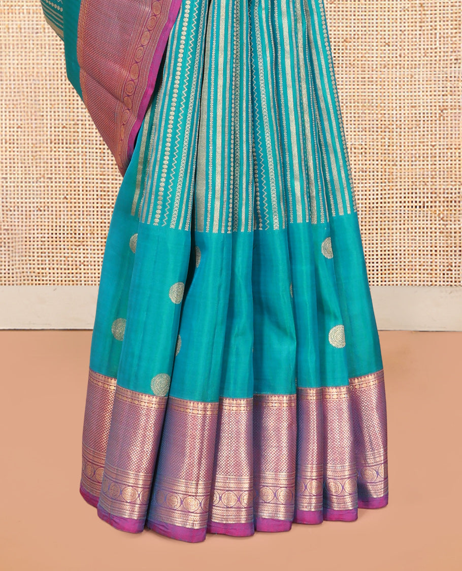 Blue Udal Pettu Vasundhara Lite Silkmix Saree, a Contrast Traditional Border, Jaal Pallu, Contrast Blouse