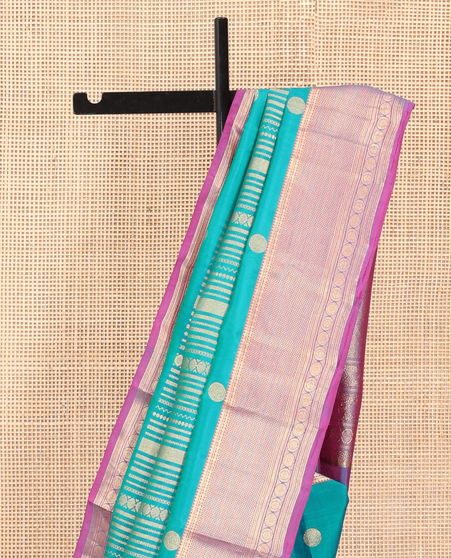 Blue Udal Pettu Vasundhara Lite Silkmix Saree, a Contrast Traditional Border, Jaal Pallu, Contrast Blouse