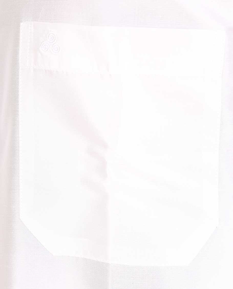 Pearl white plain design full-sleeve pure-silk shirt