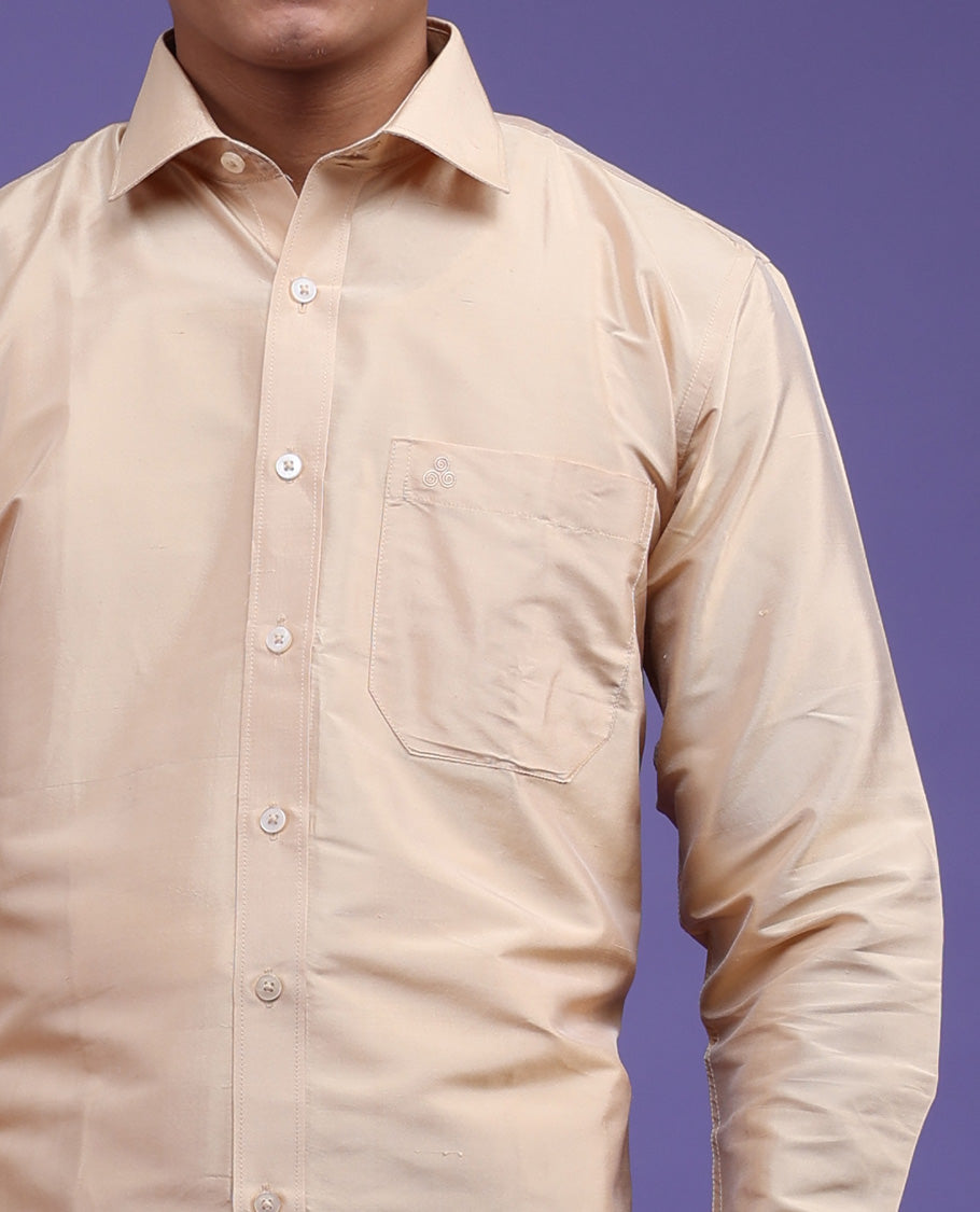 Sandal plain design full-sleeve pure-silk shirt