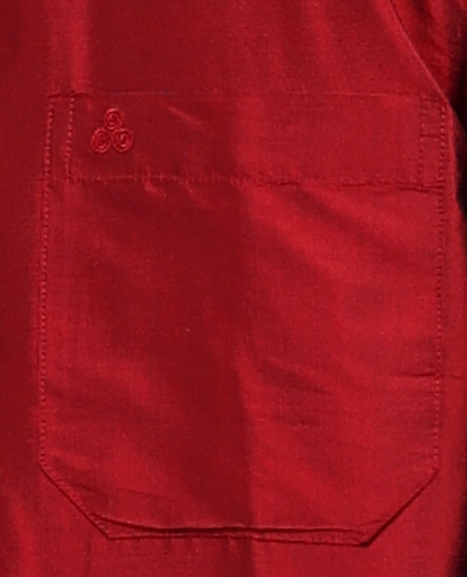 Maroon plain design full-sleeve pure-silk shirt