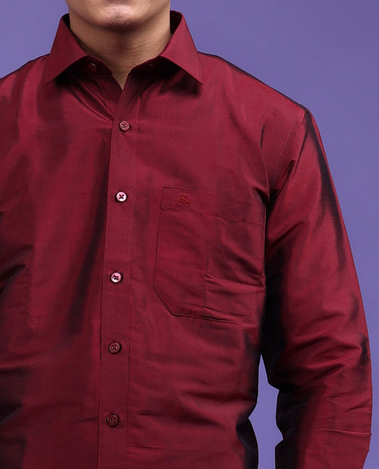 Maroon Pure Silk Shirt 