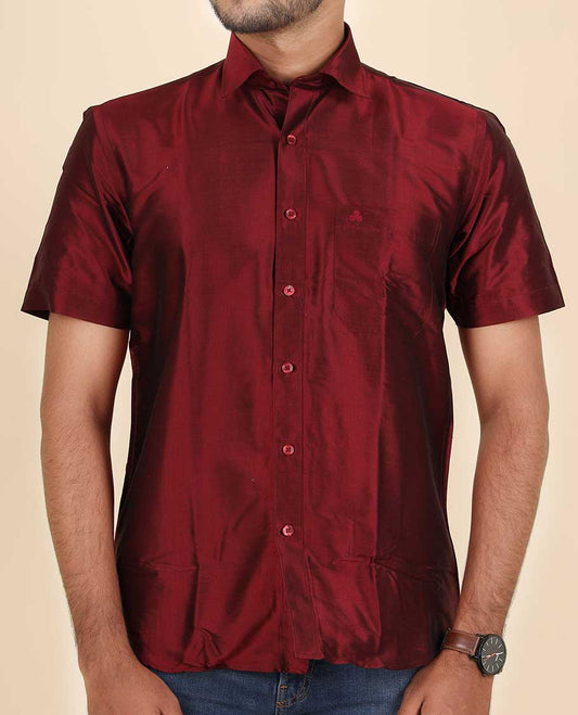 Maroon Pure Silk Shirt