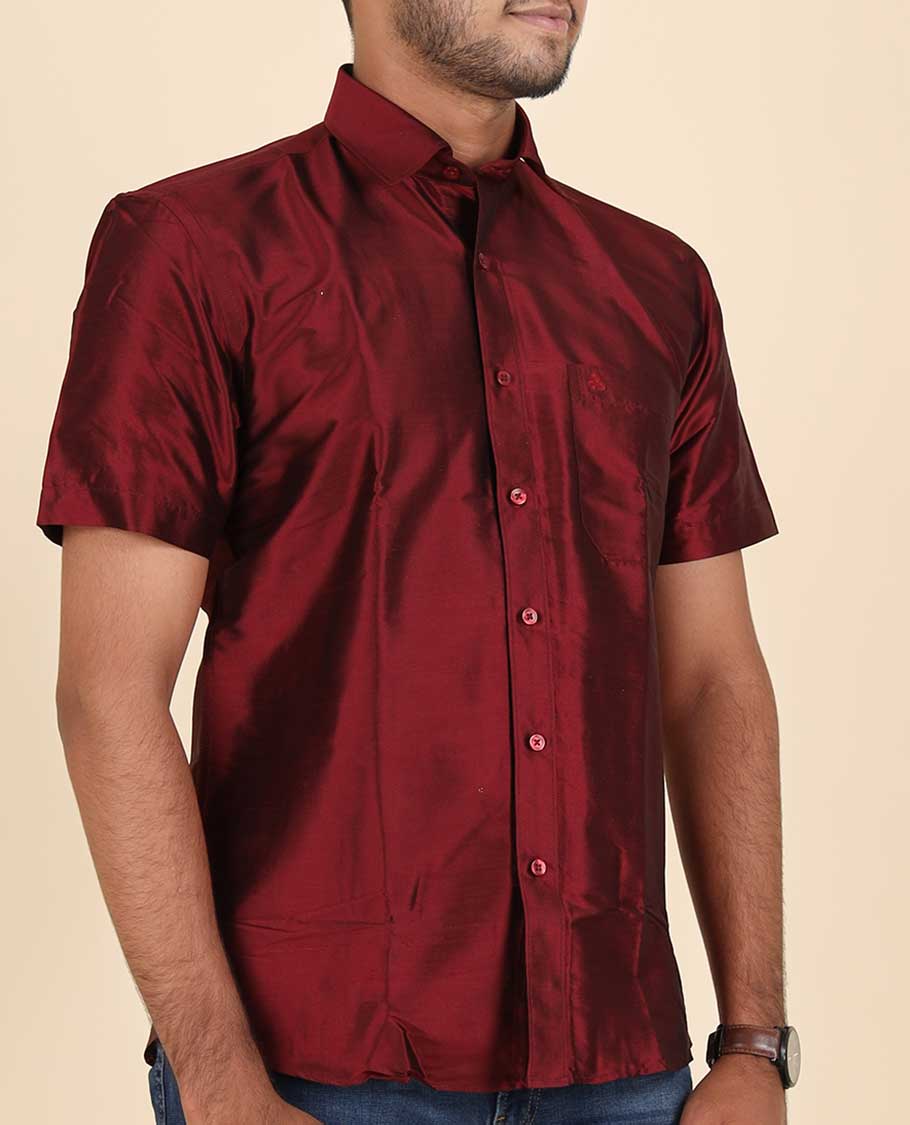 Maroon Pure Silk Shirt