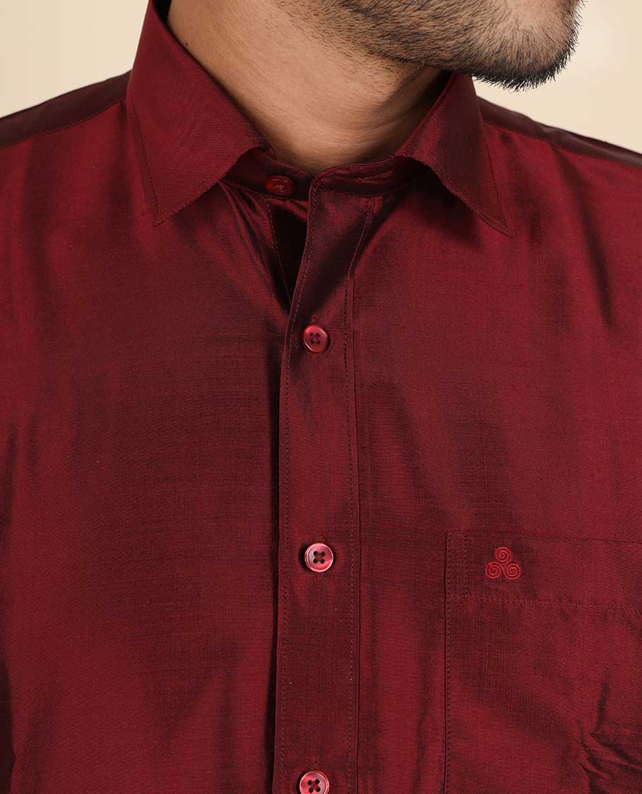 Maroon Pure Silk Shirt