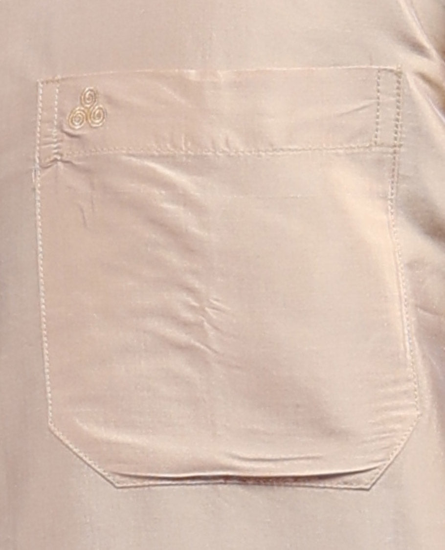 Sandal plain design half-sleeve pure-silk shirt