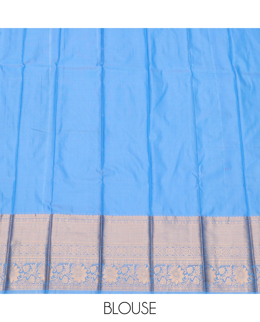 Pink Budget Silk Saree, Richly Detailed with Zari Buttas and Checks, Complemented by a Contrast Traditional Zari Border, Grand Pallu, and a Contrast Blouse