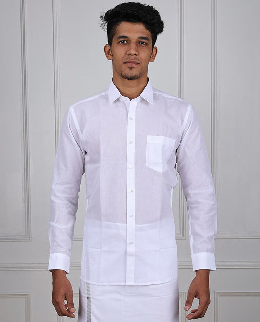 Minister White rich Cotton plain white full-sleeve regular-fit cotton shirt