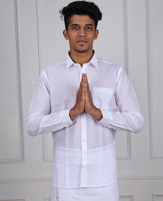 Minister White rich Cotton plain white full-sleeve regular-fit cotton shirt