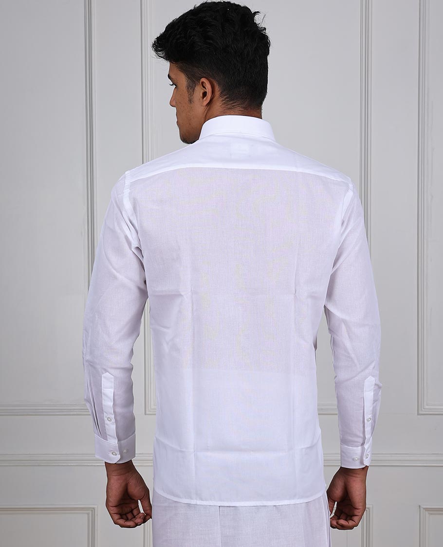 Minister White Anti-stain plain white full-sleeve regular-fit cotton shirt