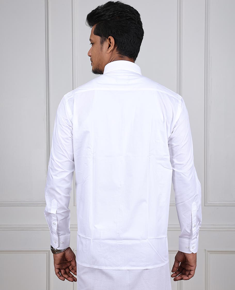 Minister White cool white plain design full-sleeve regular fit cotton white shirt