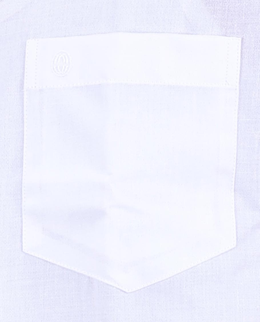 Minister White Classic plain design short-sleeve & patch pocket regular fit cotton white shirt 