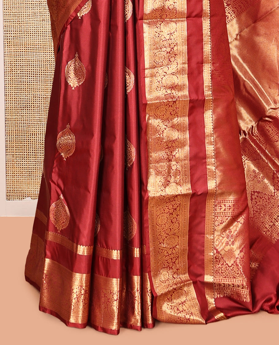 Red Zari Buttas Gift Saree