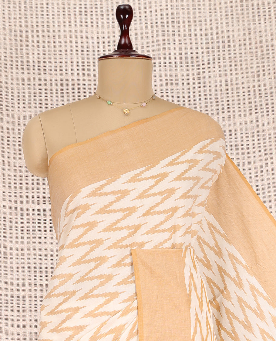 Cream Pochampally Ikat Cotton Saree