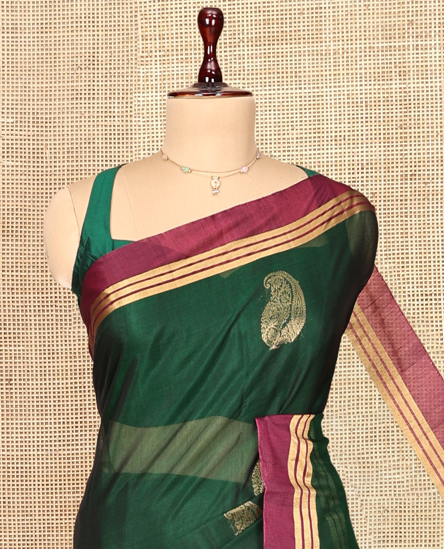 Green Paisley Silk Cotton Saree