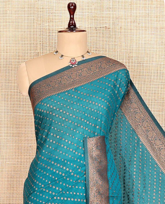 Blue Fancy Crepe Saree