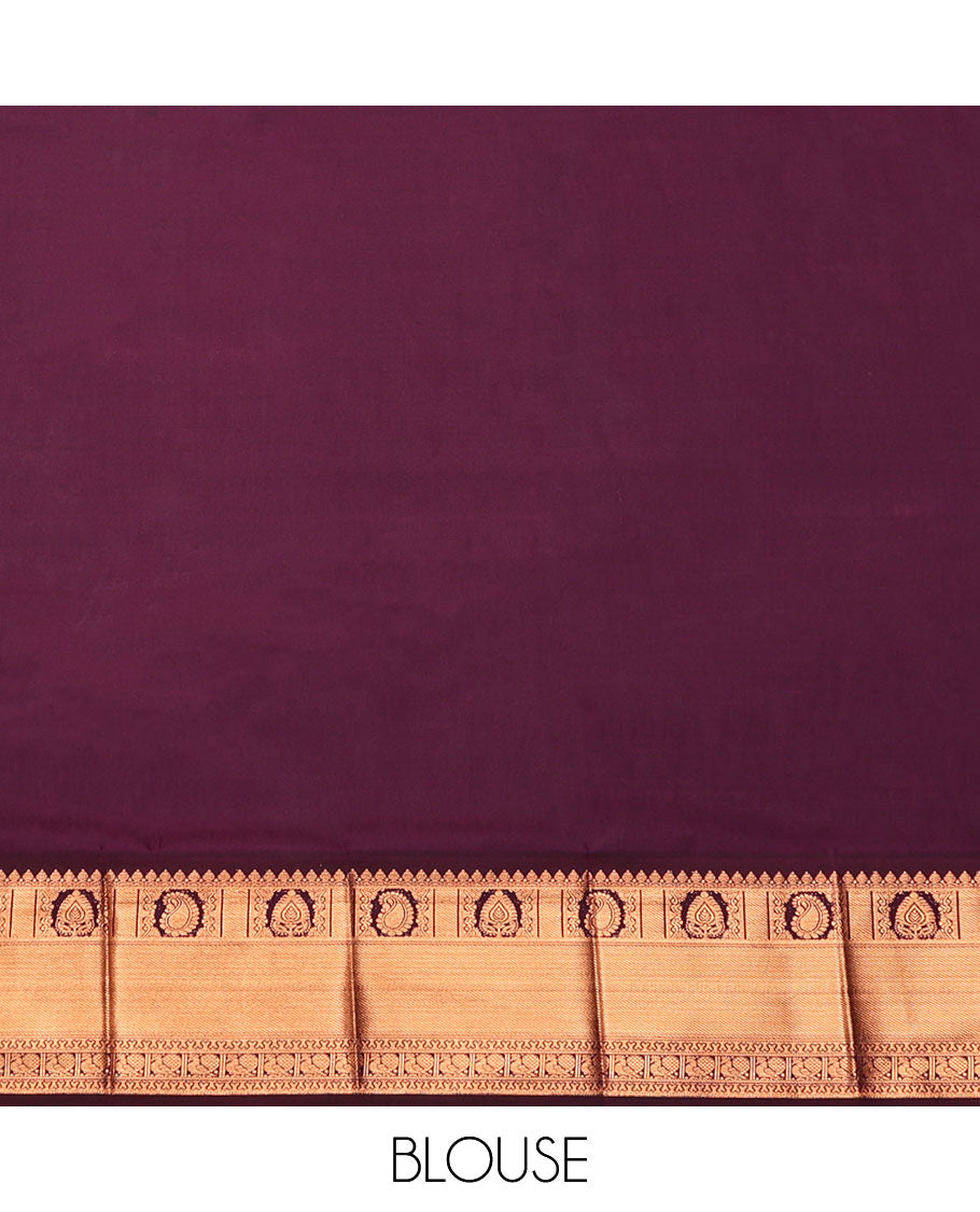 Wine Budget Silk Saree, Beautified with Jacquard, Complemented by Contrast Traditional Zari Border, Grand Pallu, and a Contrast Blouse