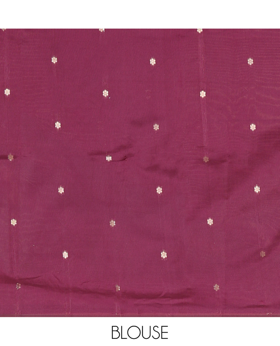 Beige Litchi Saree, Bedecked with Peacock Buttas , Contrast Temple Traditional Rettai Pettu Border, Pallu of Traditional , and Contrast Blouse