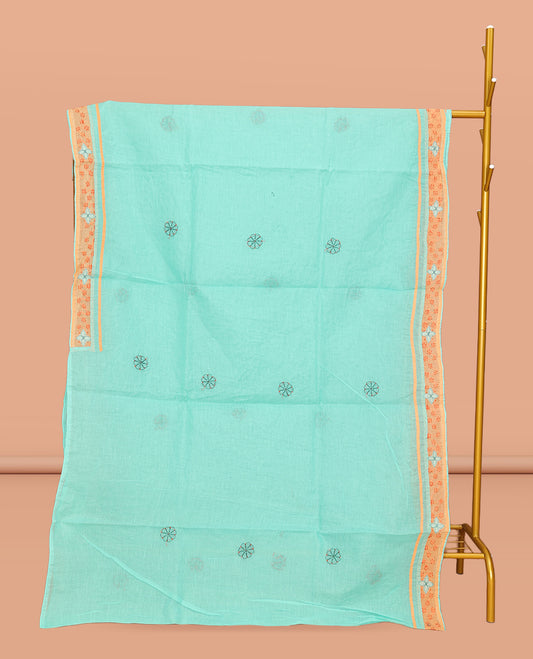 Turquoise Lucknowi Chikankari Saree