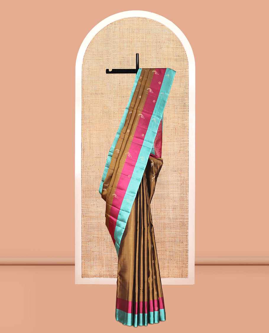 Brown Mayuri Lite Silk Mix Saree