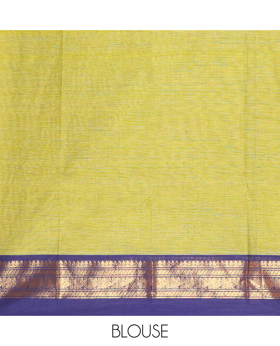 Parrot Green Plain Chettinad Cotton Saree