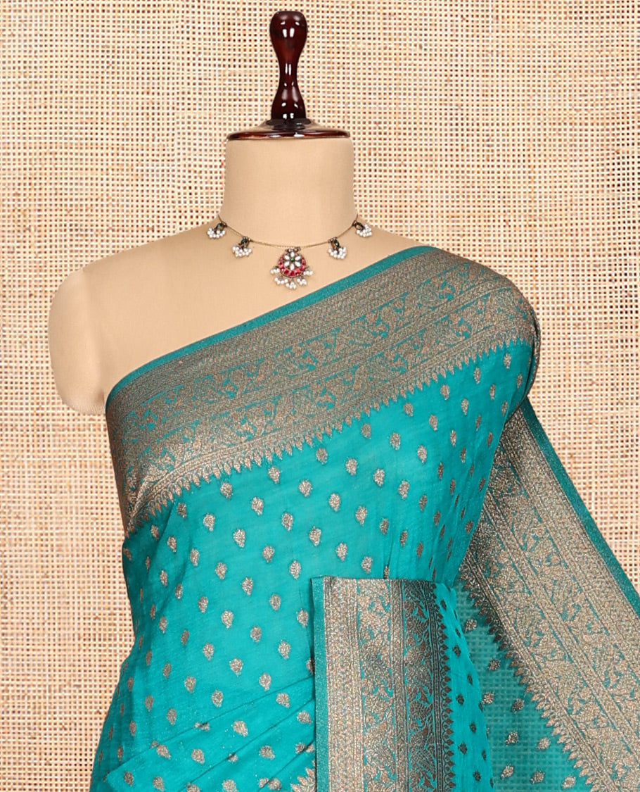 Blue Fancy Crepe Saree