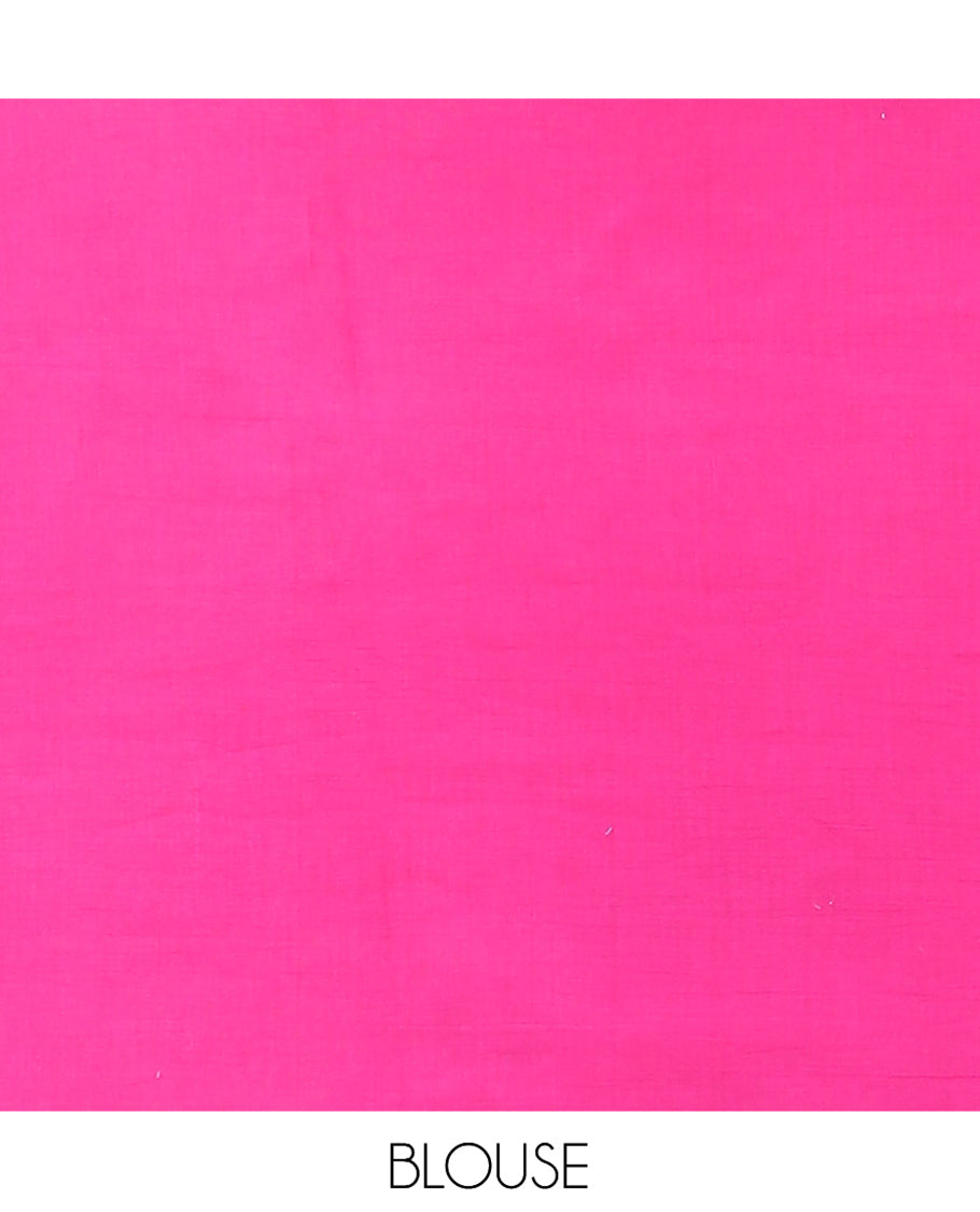 Borderless Blue-Pink Diamond Shibori Printed Khadi Mul Cotton Saree, and No Blouse