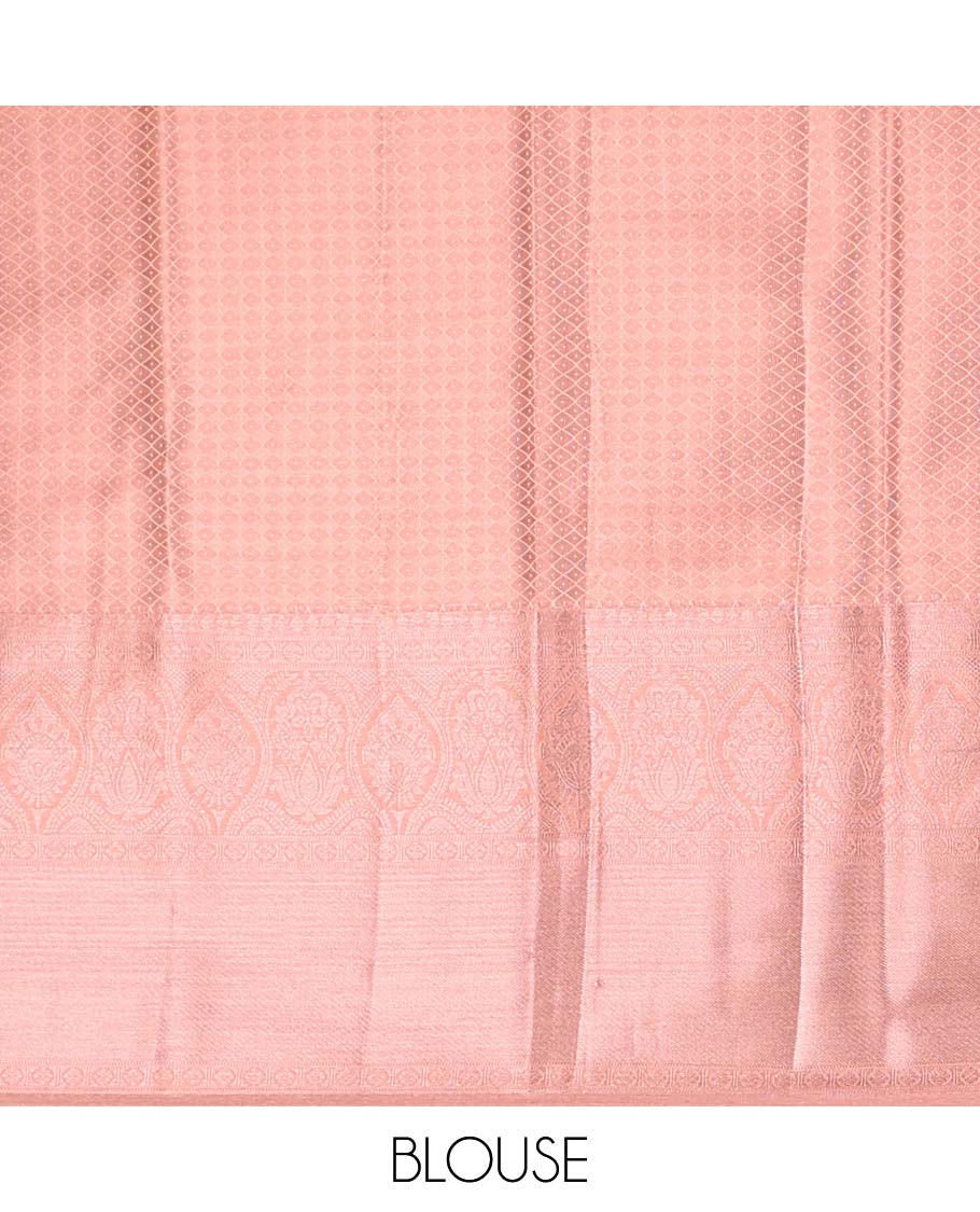 Orange tissue saree with self zari design border & intricate zari design pallu