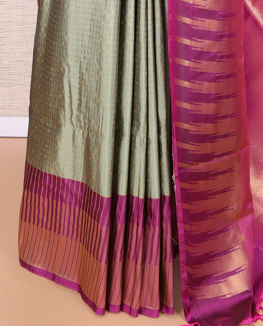 Grey Temple Design Budget Silk Saree