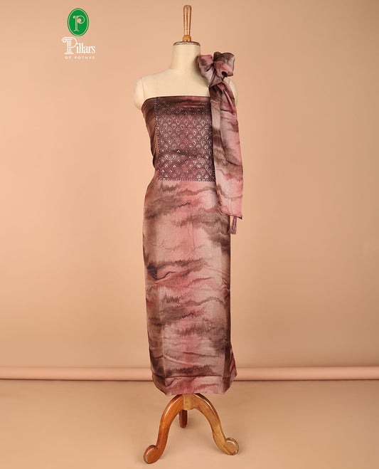 Magenta chudidhar material marble print double shade embroidery sequins work georgette top with santoon material pant & marble print double shade georgette dupatta