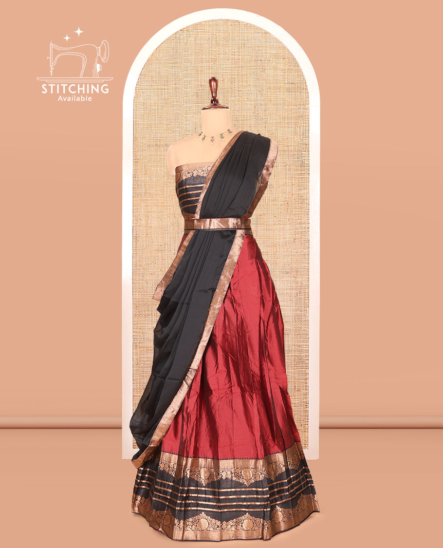 Maroon Semi-Silk Half-Saree