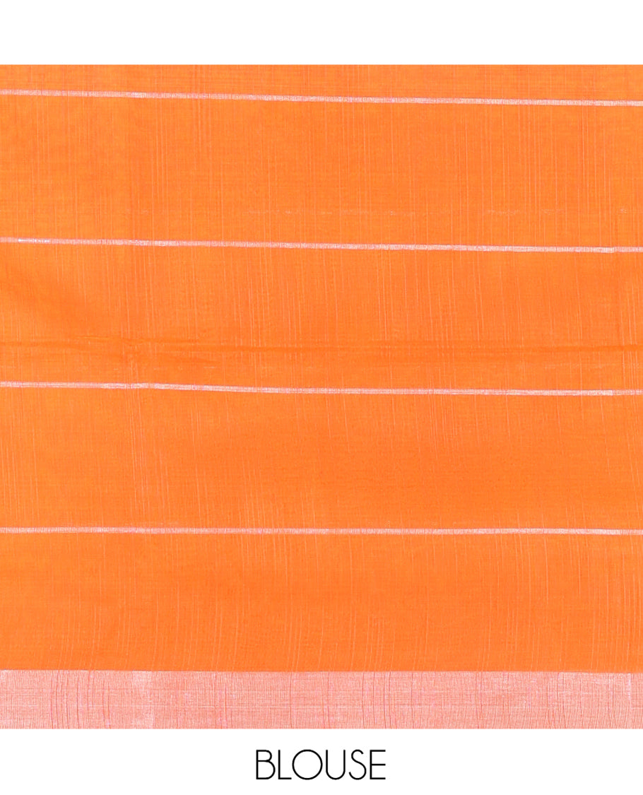 Yellow Checked Nuni Cotton Saree, a Zari Border, Contrast Plain Pallu, and Contrast Blouse