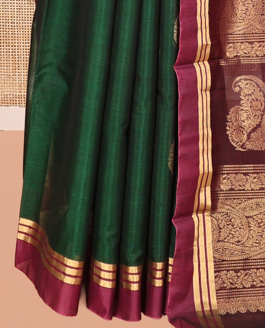 Green Paisley Silk Cotton Saree