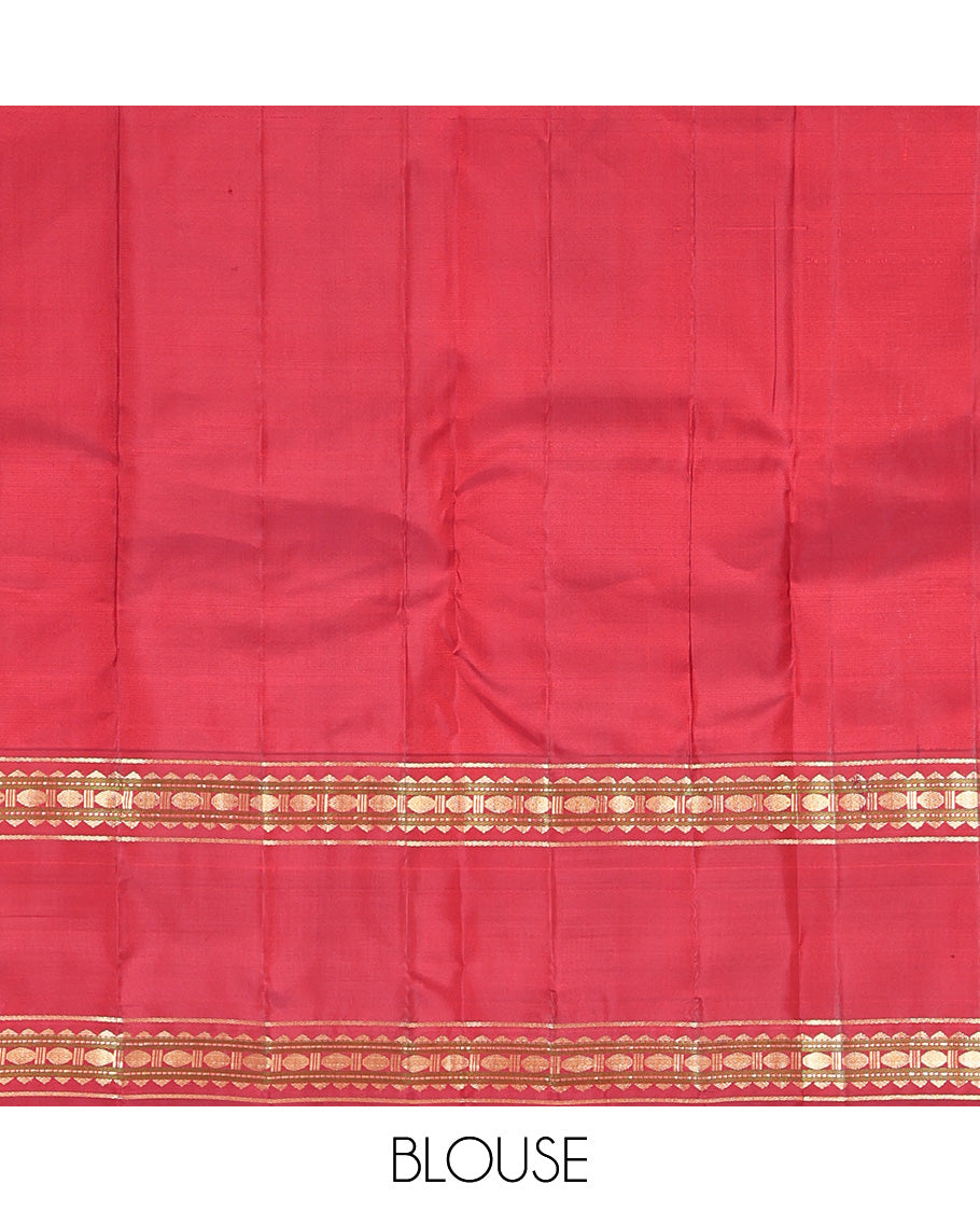 Orange Plain Kanchipuram Silk Saree