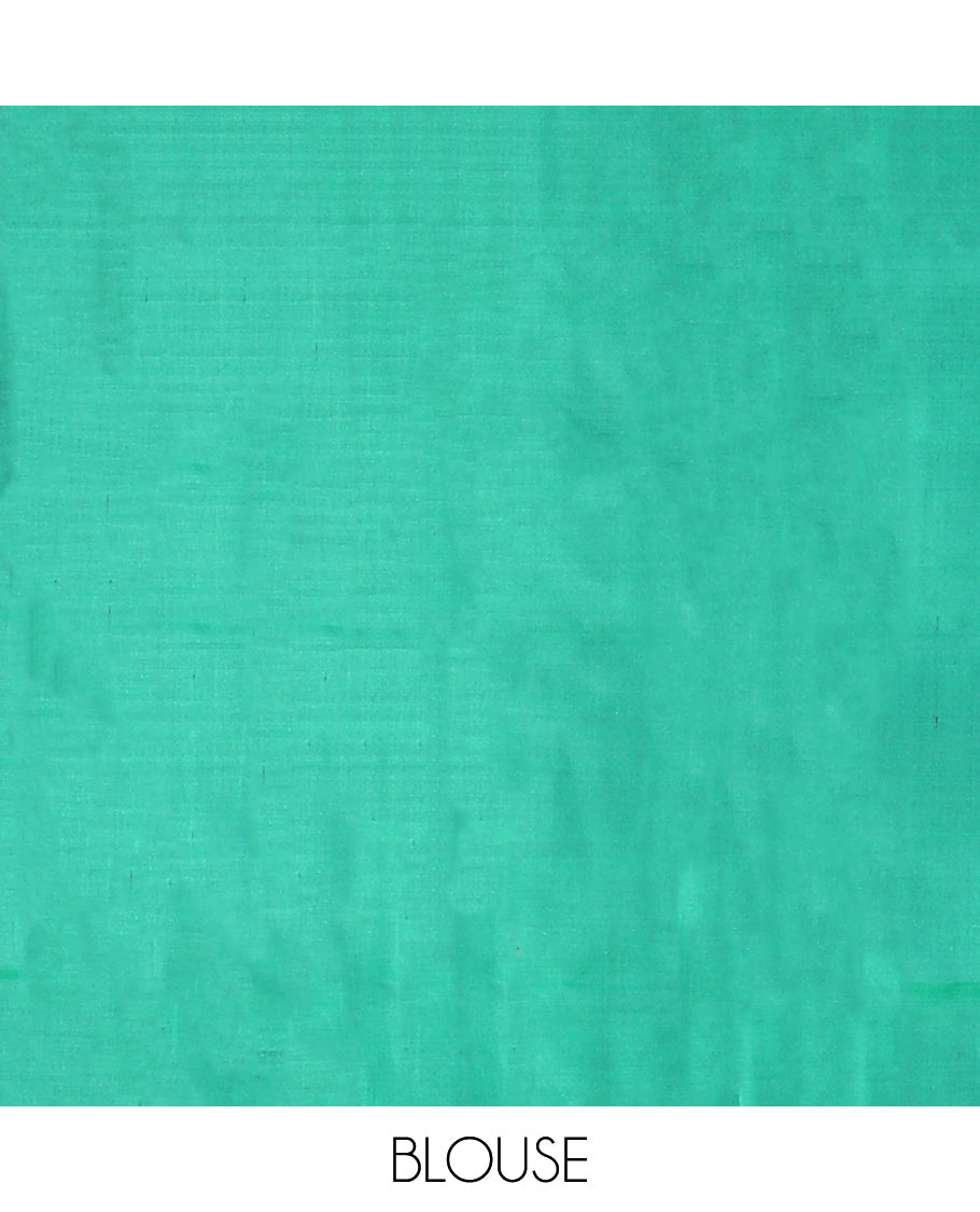 Golden Green-Peacock Green Plain Vasundhara Silk Saree