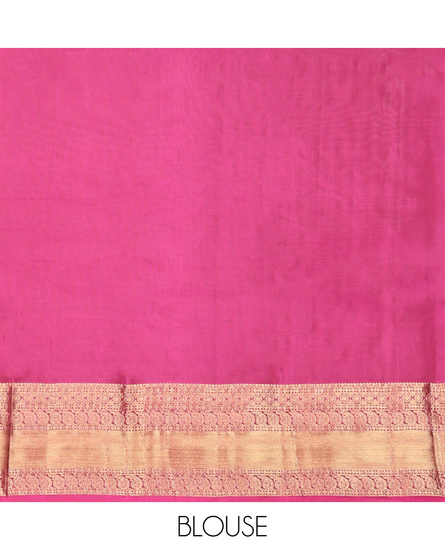 Yellow Vasundhara Lite Silk Mix Saree, Woven with Zari Buttas, a Contrast Border of Chakram and Manga Designs, Grand Pallu, and a Contrast Blouse