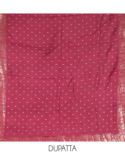 Maroon Mul Chanderi Tissue Material Chudidar Set