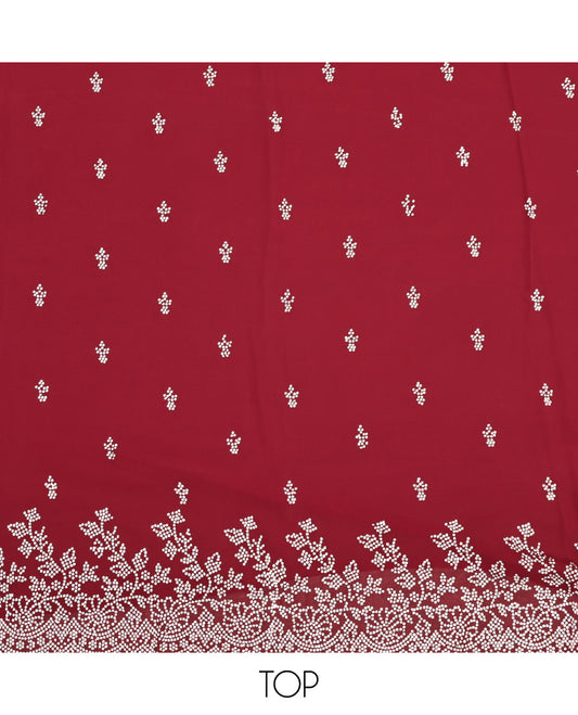 Maroon Material Churidar Set, Beautified with Intricately Printed on Its Chanderi Silk Top, a Plain Bottom, and Printed Dupatta