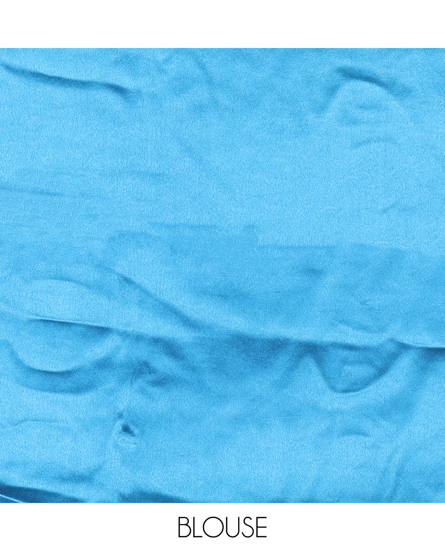 Borderless blue ombre-toned gleaming Shimmer Georgette saree, self-pallu with tassels and a plain blue blouse