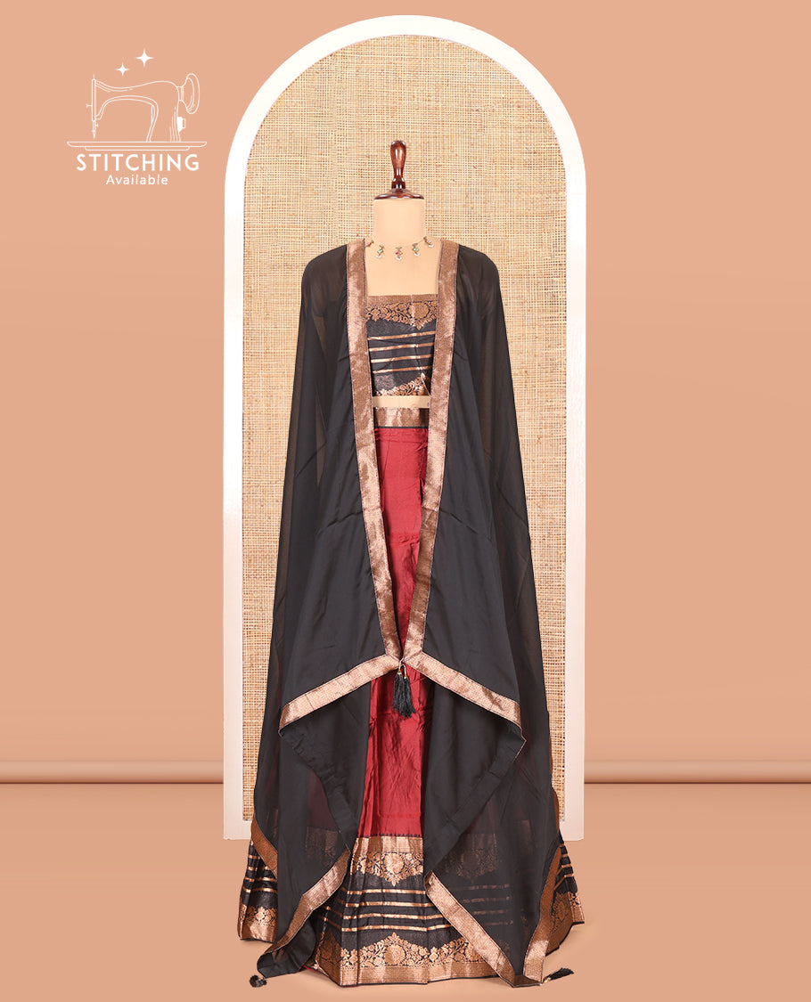 Maroon Semi-Silk Half-Saree