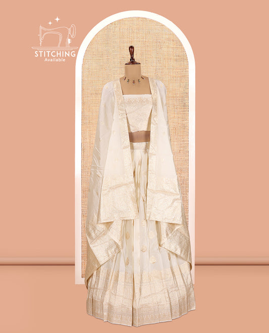 Cream Semi-Silk Half-Saree