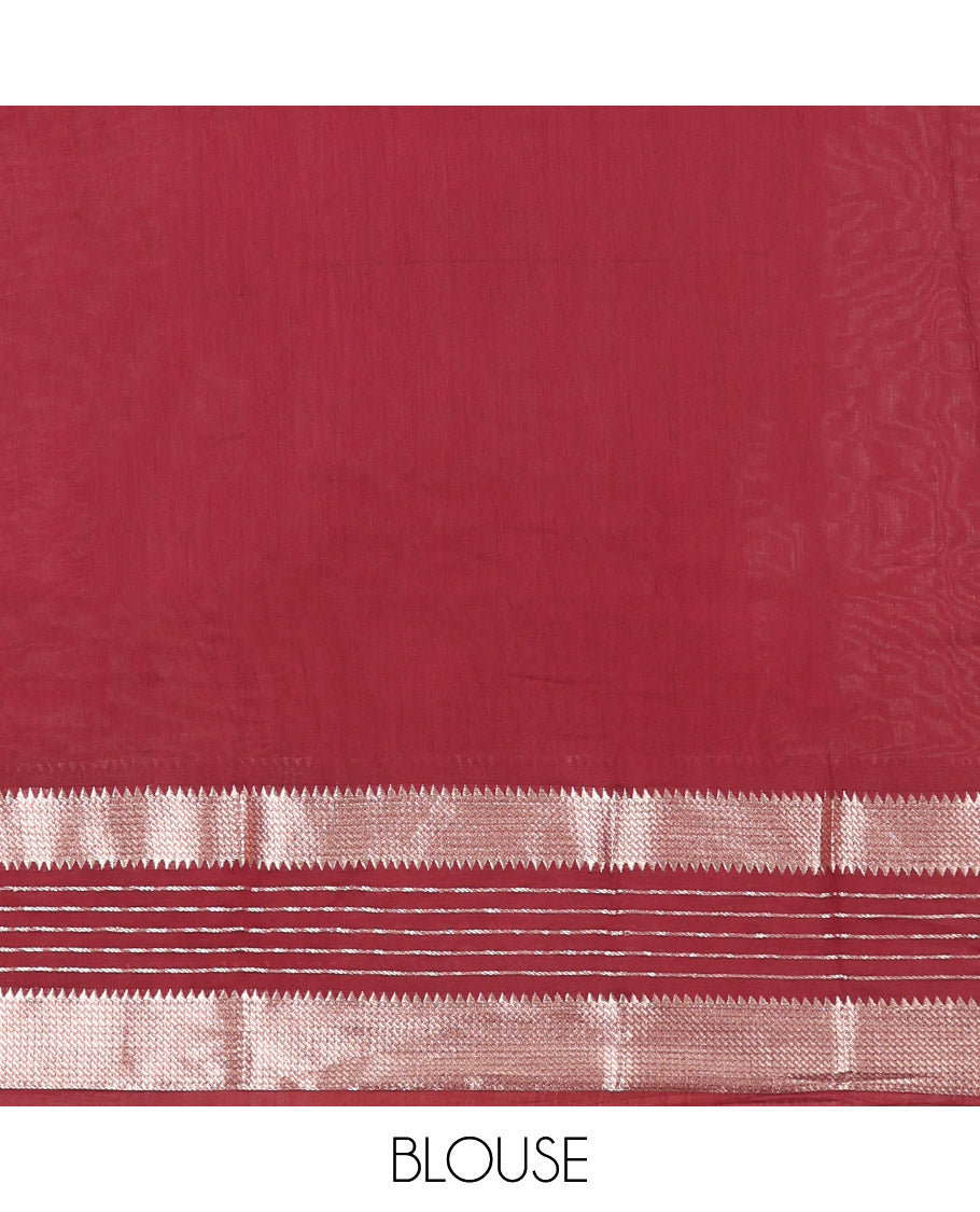 Pink Plain Assam Silk Saree, Complemented by Contrast Traditional Zari Border,  Zari Woven Pallu, and Contrast Blouse