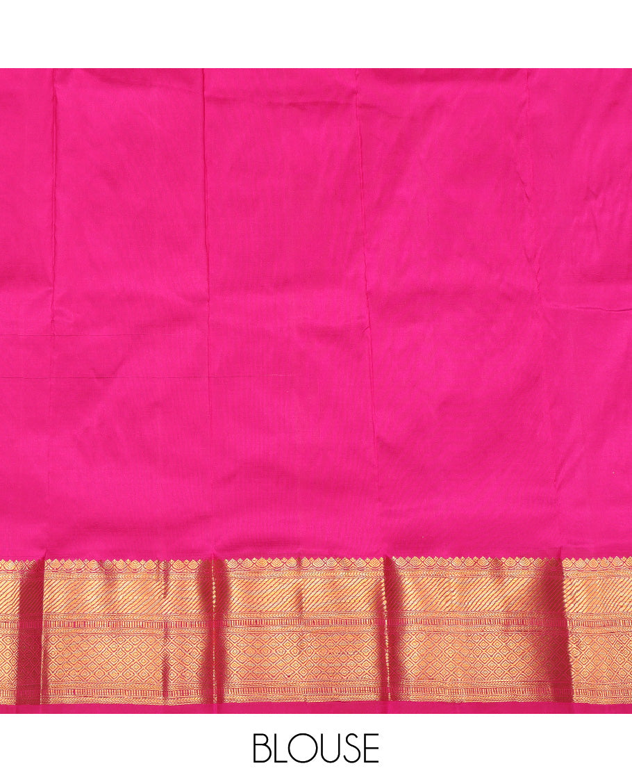 Pink Pure Silk Navarathna Pavadai Material Set