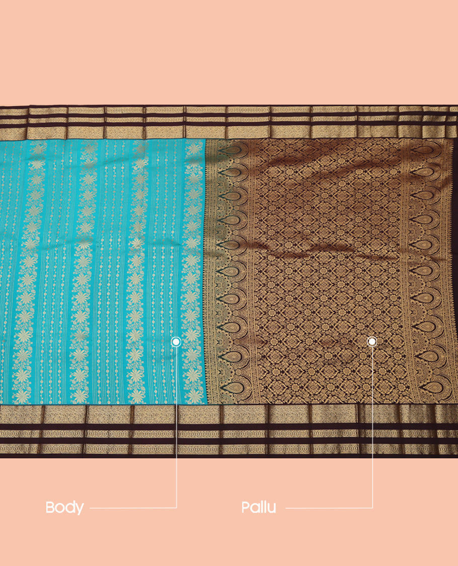 Blue Floral Budget Silk Sare