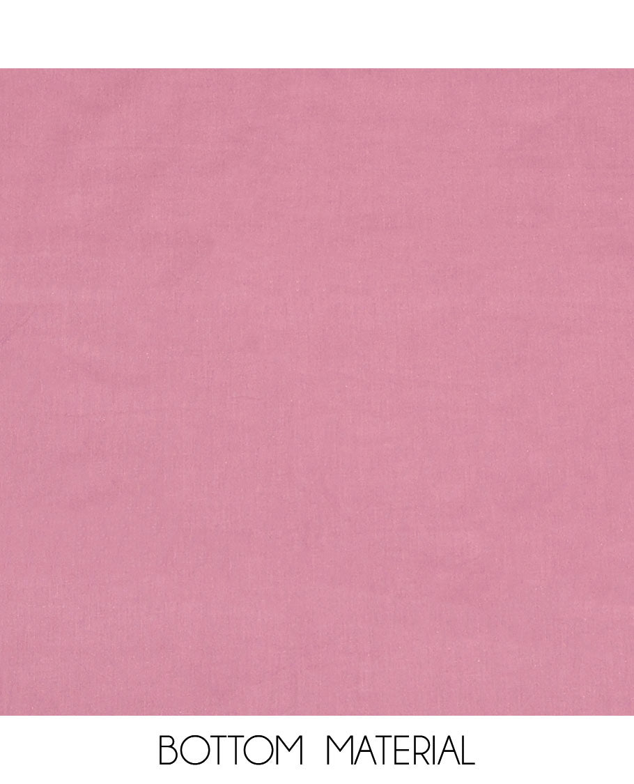 Pink Cotton Material Churidar Set, Highlighted by Floral Motif Print and Neckwork Top, Matching Bottom, and Floral Dupatta