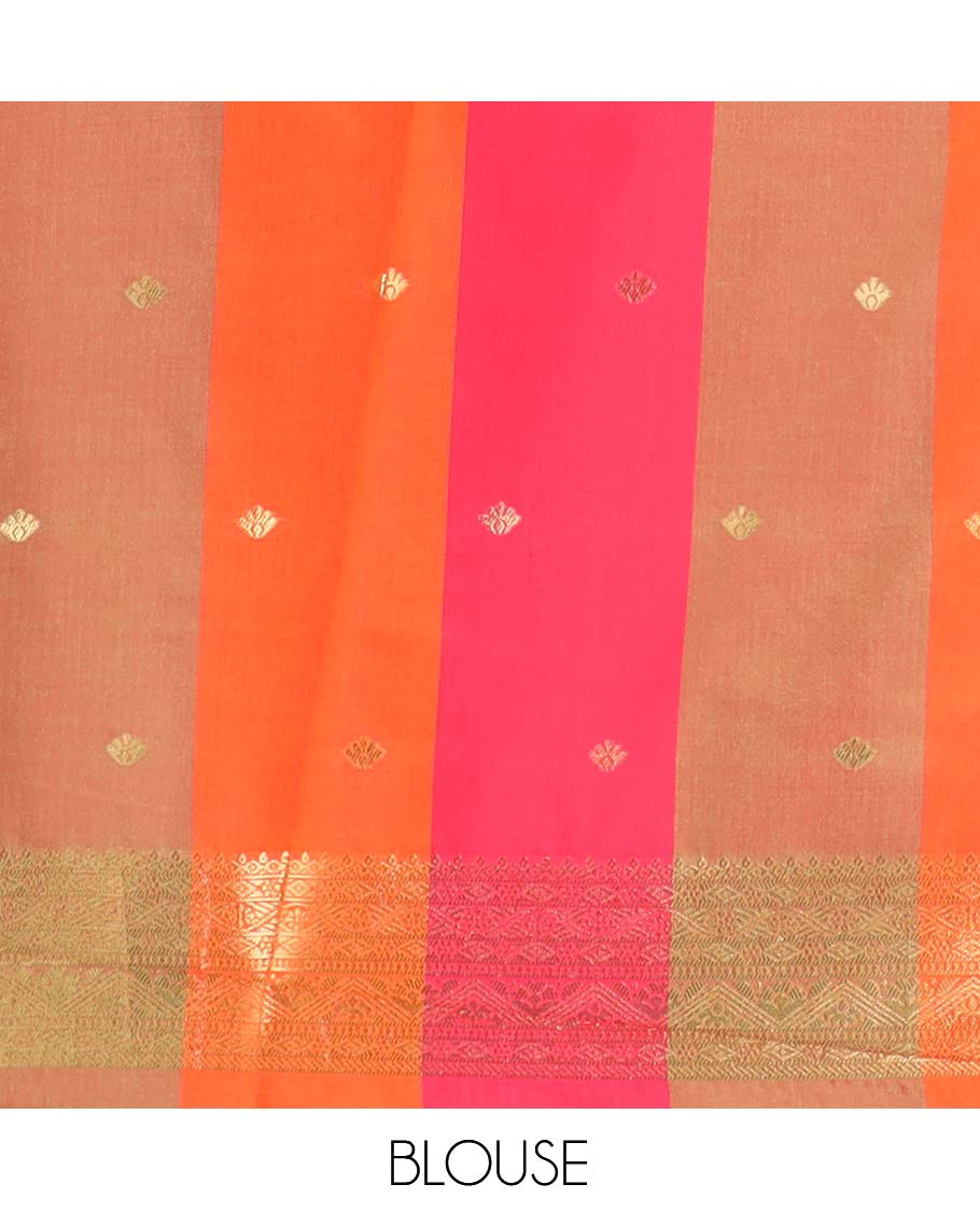 Multi-Color Palum Pazhamum Checked Fancy Soft Silk Saree, Bedecked with Zari Buttas, a Zari Border, Rich Pallu, a Matching Blouse