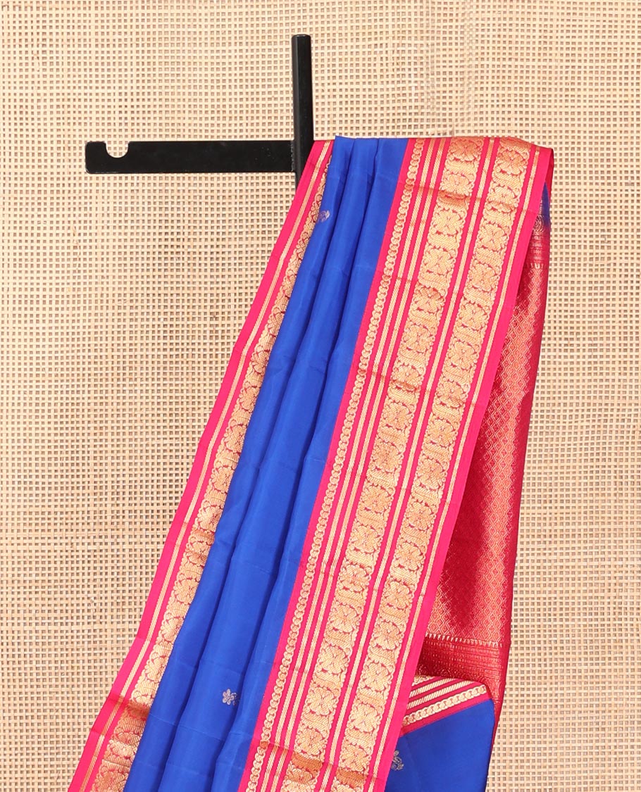 Blue Zari Buttas Vasundhara Lite Silk Mix Saree, a Contrast Adai Woven Border, Contrast Blouse