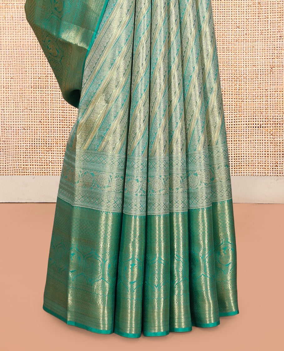 Turquoise Kanchipuram Tissue Silk Saree